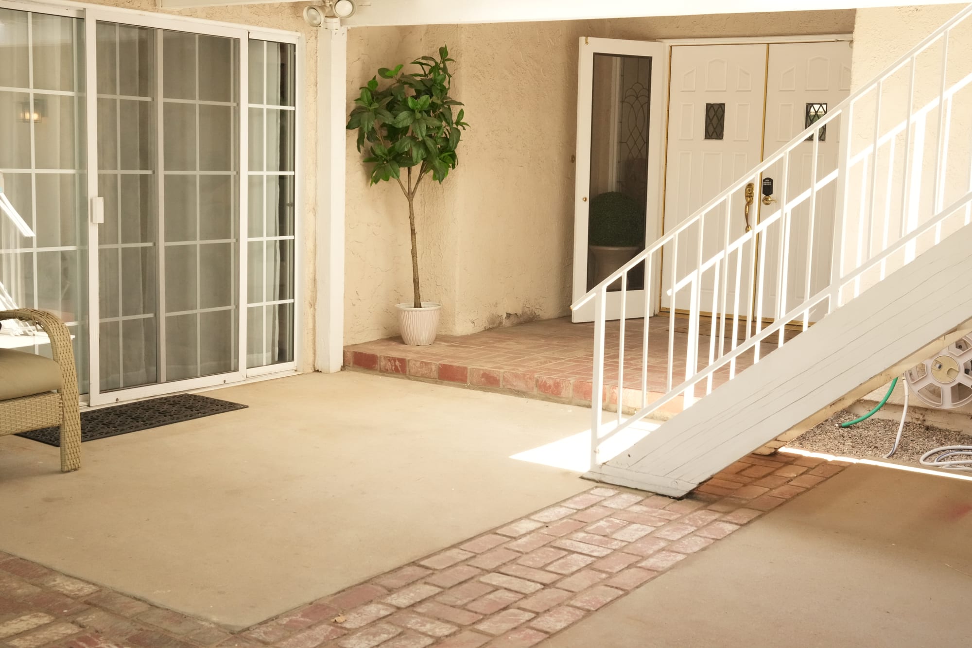 Front entry and outdoor staircase